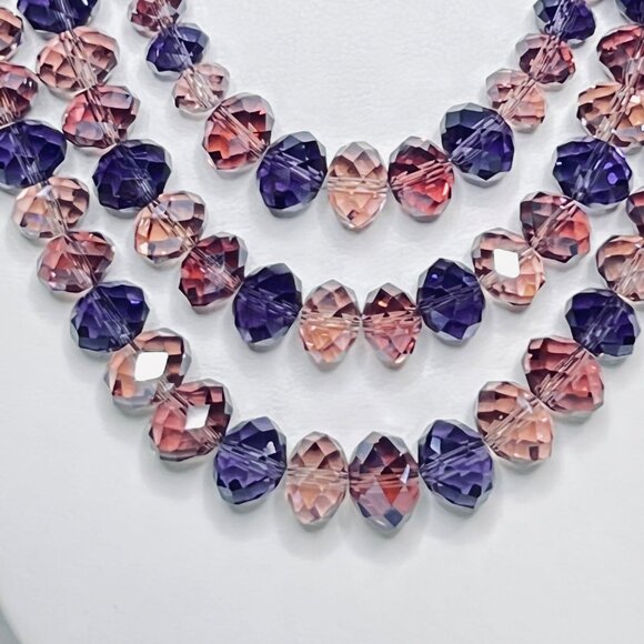Kirks Folly Dream Angel Purple Crystal Beaded Bib Necklace (5992) - Picture 4 of 11
